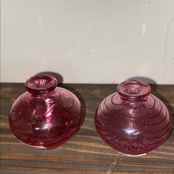 Vintage pink Costa Boda miniature art glass swirly cranberry Swedish glass maker - Picture 4 of 10